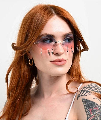 Cloud & Lightning Pink & Blue Rimless Sunglasses