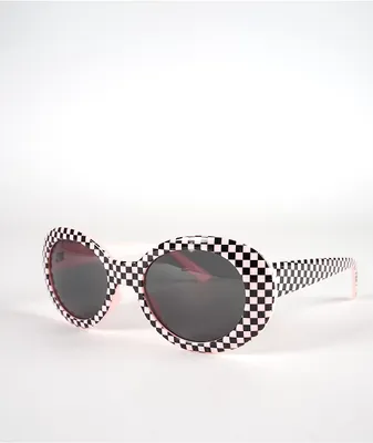 Clout White & Black Checkerboard Sunglasses
