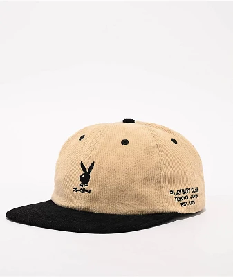 Color Bars x Playboy Japanese Rabbit Beige & Black Corduroy Strapback Hat