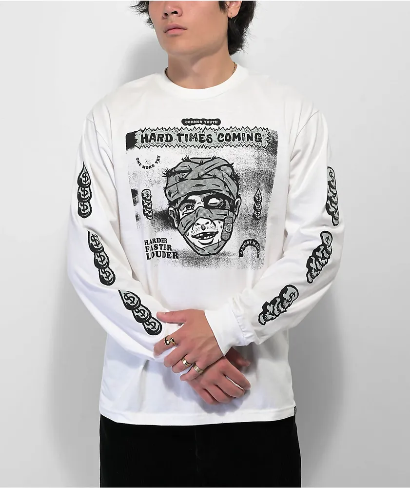 Common Youth Hard Times White Long Sleeve T-Shirt