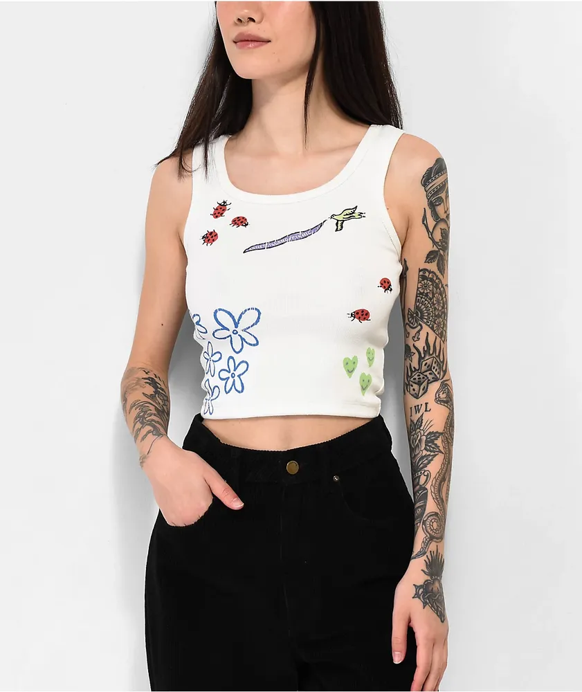 Coney Island Picnic Summer Break Doodle White Tank Top