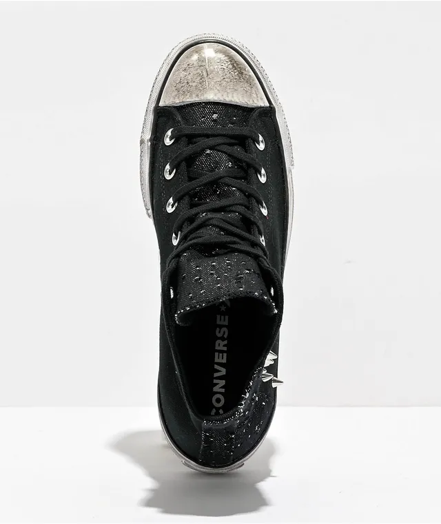 Converse Chuck Taylor All Star Lift Black & Silver Studded High Top  Platform Shoes