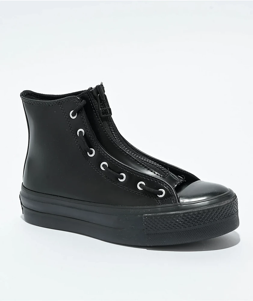 Converse Chuck Taylor All Star Lift Black & Total Eclipse Platform Leather Shoes