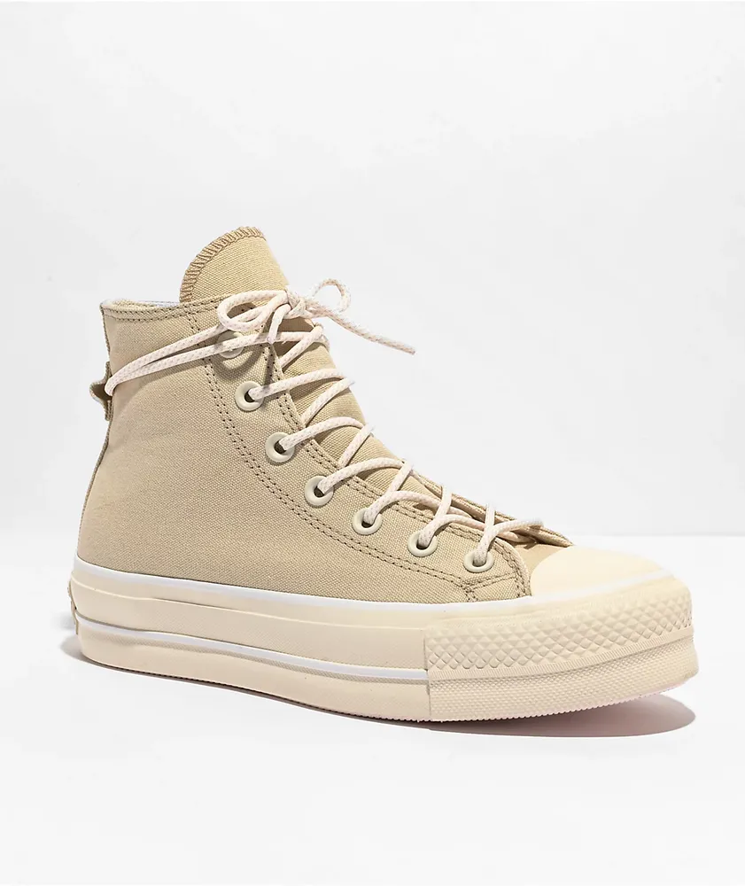 Converse Chuck Taylor All Star Lift Oat Milk High Top Platform Shoes