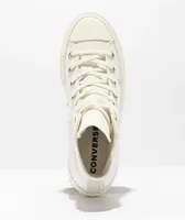 Converse Chuck Taylor All Star Lift Tattoo Vintage White High Top Platform Shoes