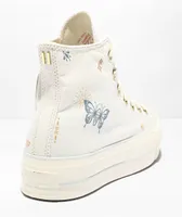 Converse Chuck Taylor All Star Lift Tattoo Vintage White High Top Platform Shoes