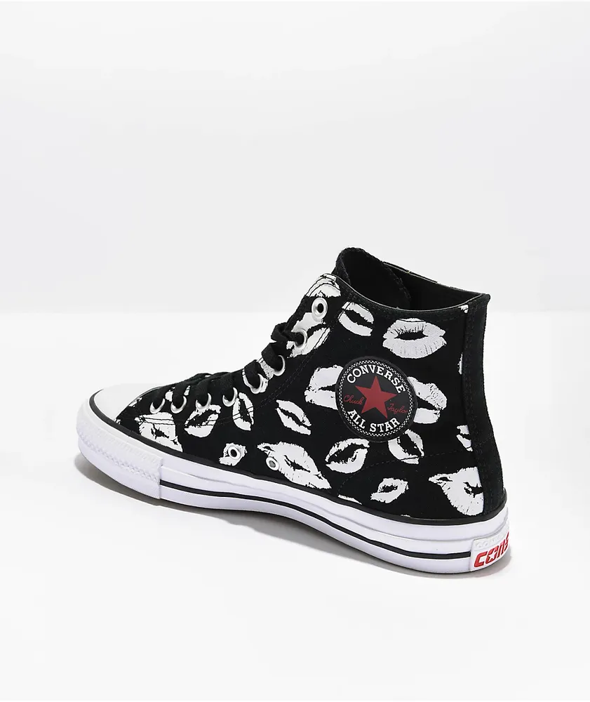 Converse Chuck Taylor All Star Lips Pro Black High Top Skate Shoes