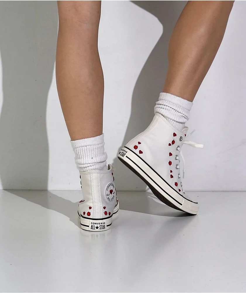 Converse Chuck Taylor All Star Love Me White & Red High Top Shoes