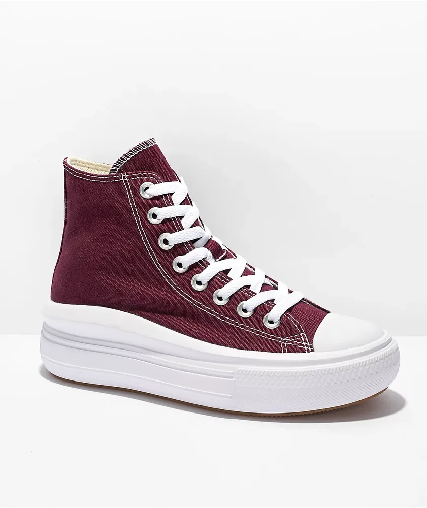 Converse Chuck Taylor All Star Move Dark Beetroot & White High Top Platform Shoes