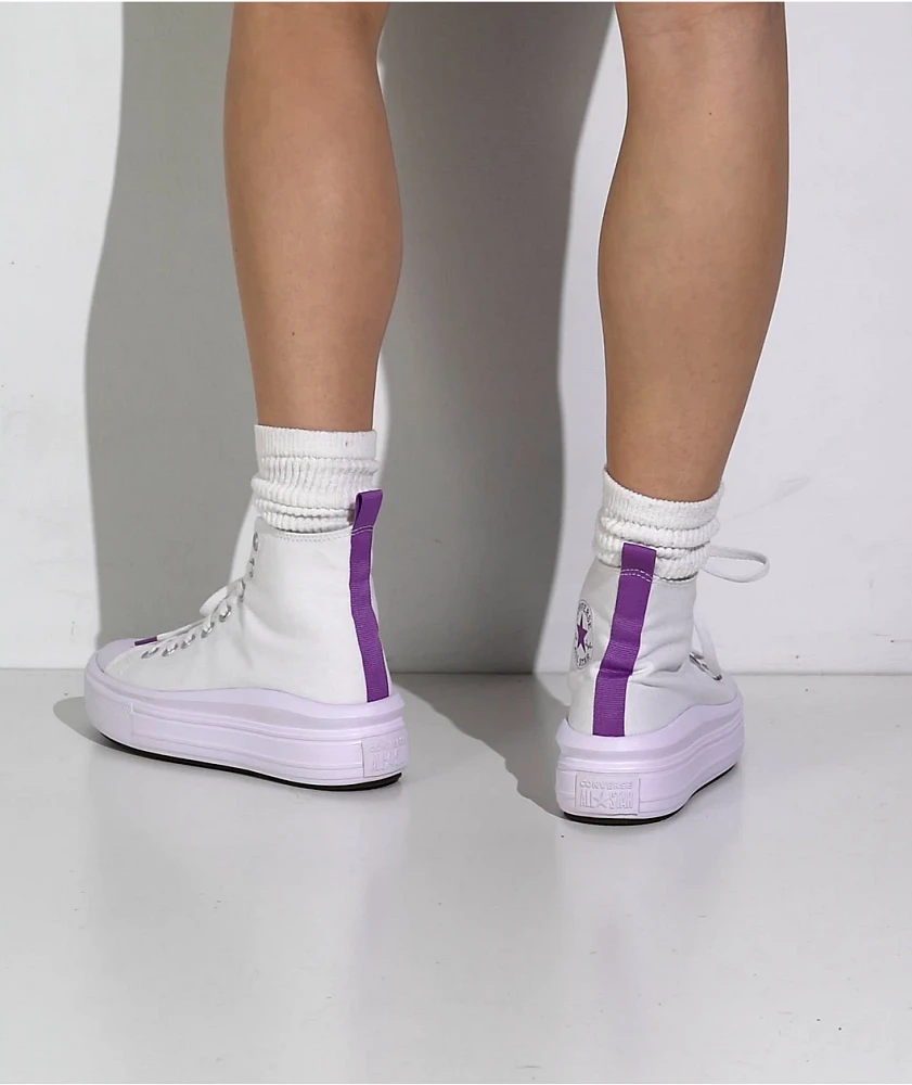 Converse Chuck Taylor All Star Move White & Pixel Purple Platform Shoes