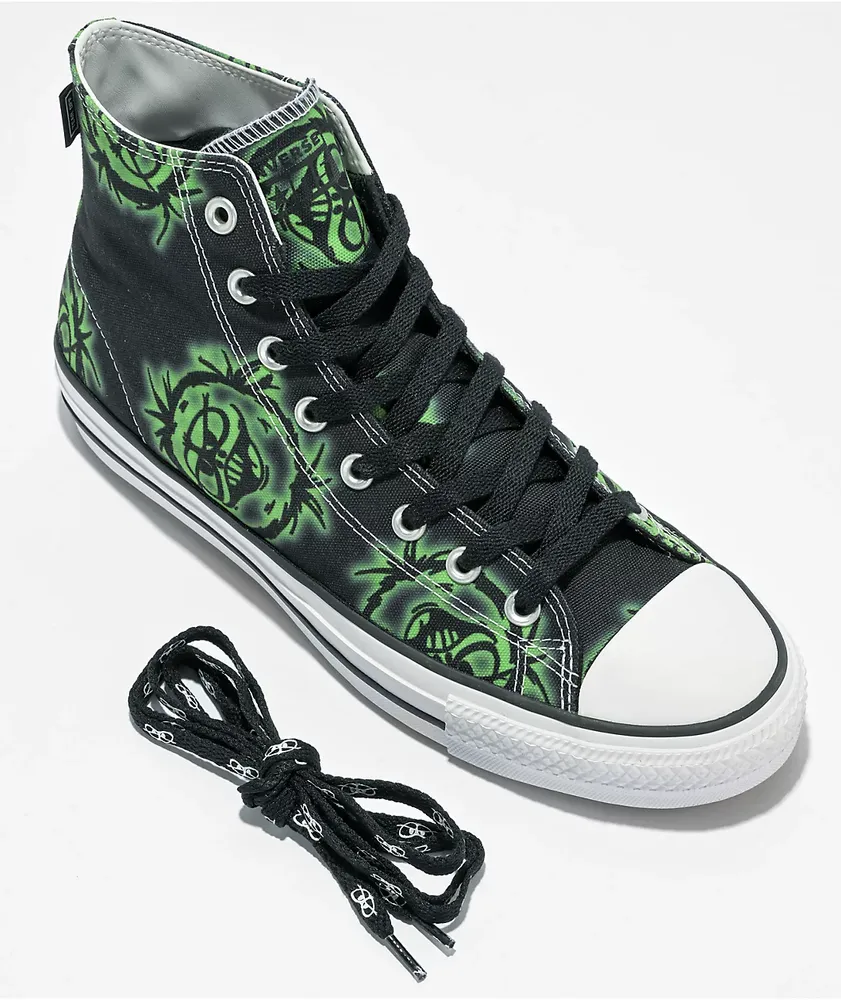 Converse Chuck Taylor All Star Pro 2000s Black & Green High Top Skate Shoes