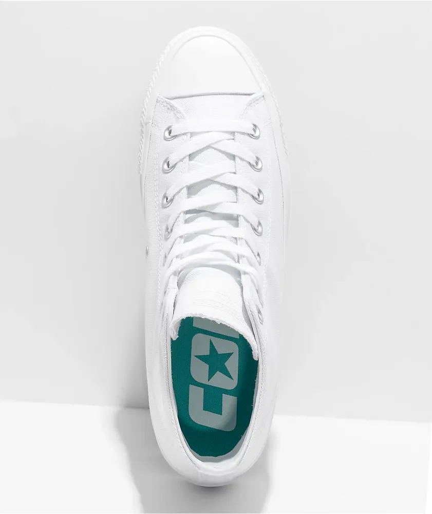 Converse Chuck Taylor All Star Pro All White High Top Skate Shoes