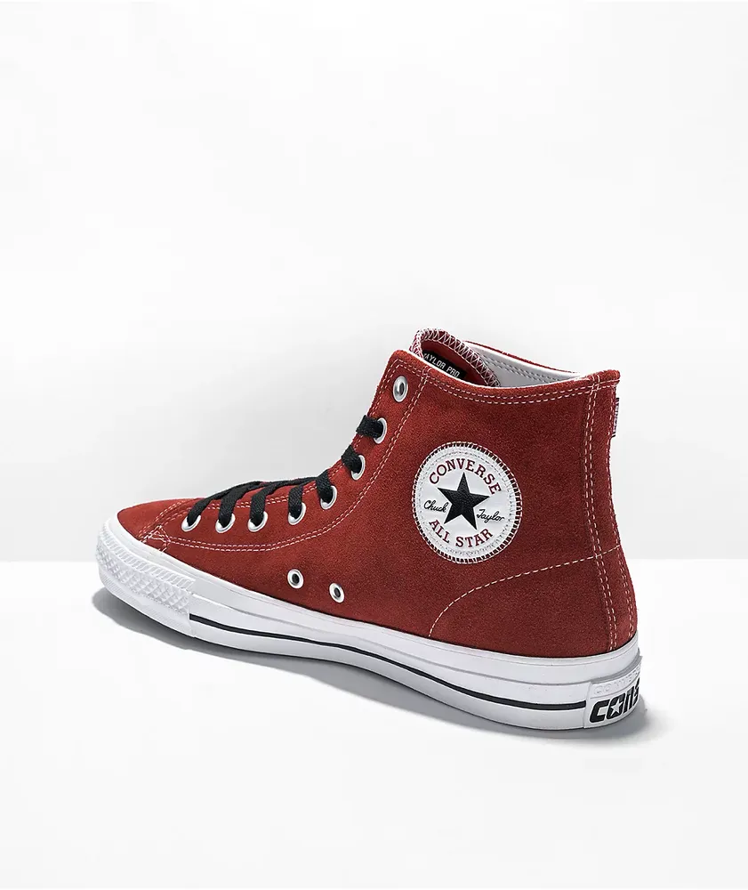 Chuck Taylor All Star Pro Dark Terracotta & White Suede High Top Skate Shoes | Mall