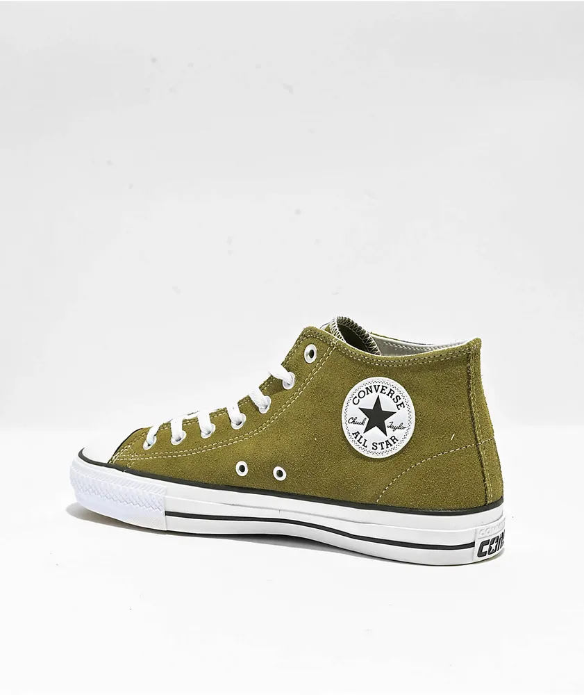 Converse Chuck Taylor All Star Pro Green Mid Suede Skate Shoes