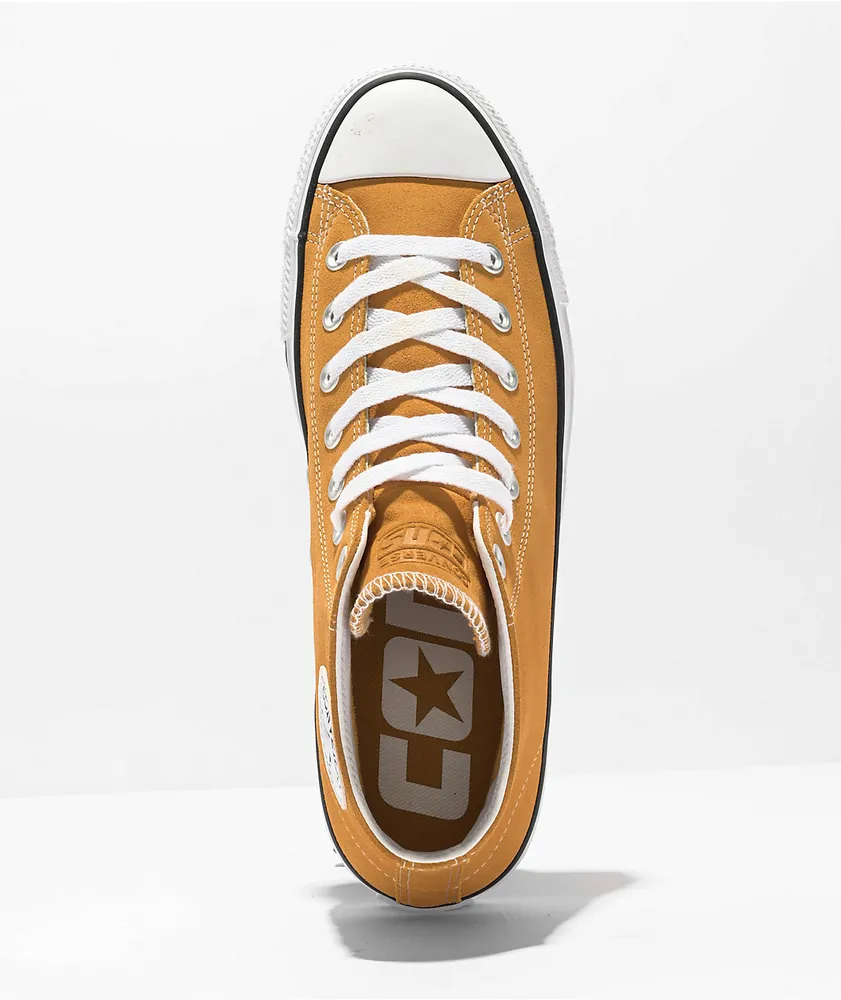 Converse Chuck Taylor All Star Pro Mid Sunflower Gold Suede Skate Shoes