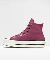 Converse Chuck Taylor All Star Shadowberry, White, & Black High Top Platform Shoes