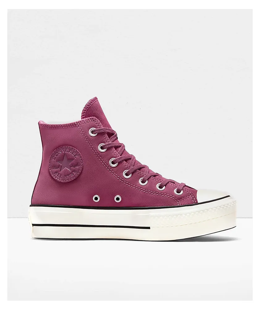 Converse Chuck Taylor All Star Shadowberry, White, & Black High Top Platform Shoes