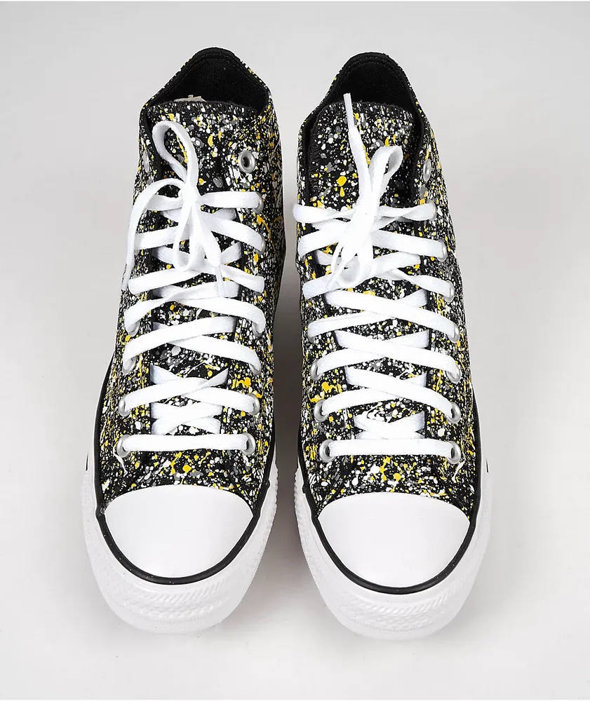 Converse Chuck Taylor All Star Splatter Amarillo Black, White & Yellow High Top Skate Shoes