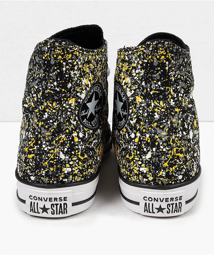 Converse Chuck Taylor All Star Splatter Amarillo Black, White & Yellow High Top Skate Shoes