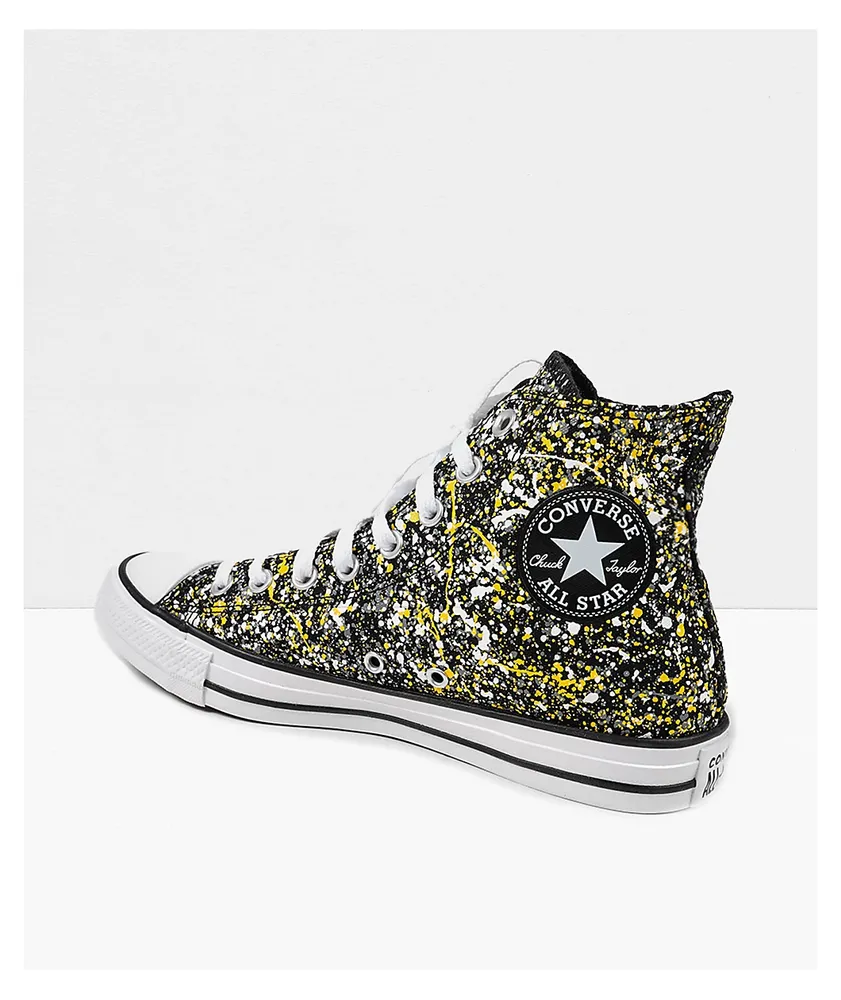 Converse Chuck Taylor All Star Splatter Amarillo Black, White & Yellow High Top Skate Shoes