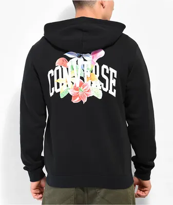 Converse Collegiate Floral Black Zip Hoodie
