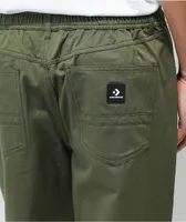 Converse Five Pocket Forest Green Elastic Waist Pants