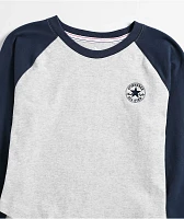 Converse Grey Raglan Long Sleeve Crop T-Shirt