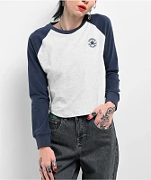 Converse Grey Raglan Long Sleeve Crop T-Shirt