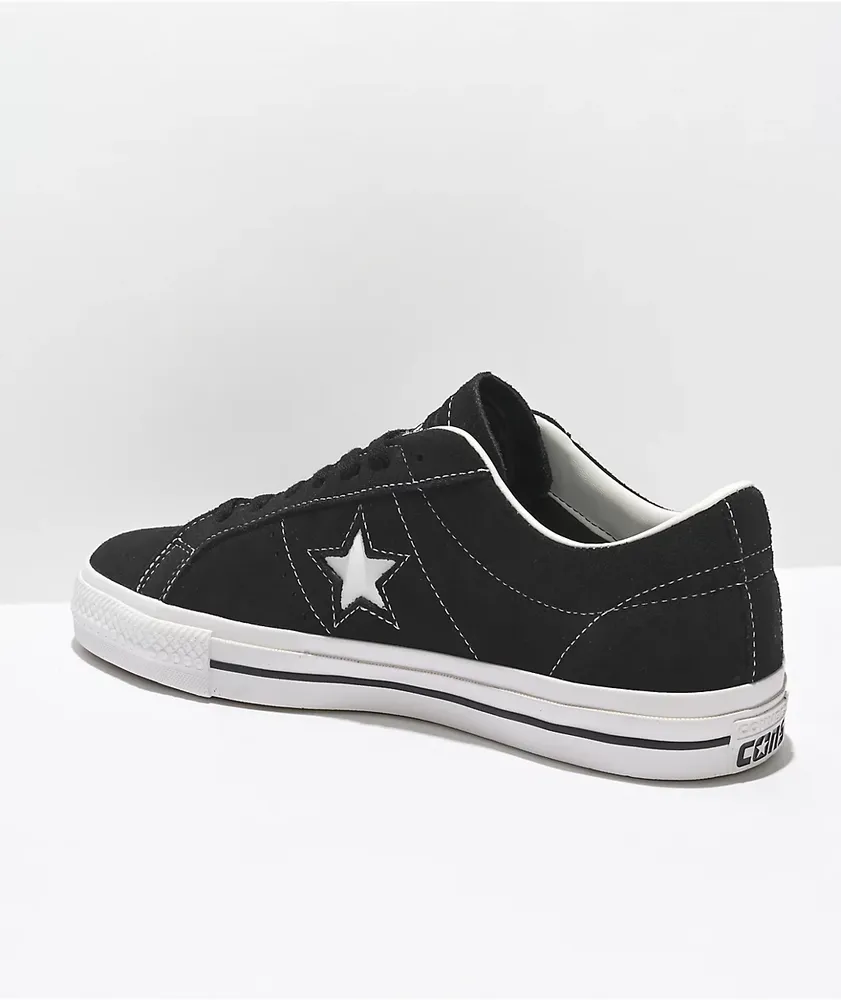 Converse One Star Pro Black & White Suede Skate Shoes