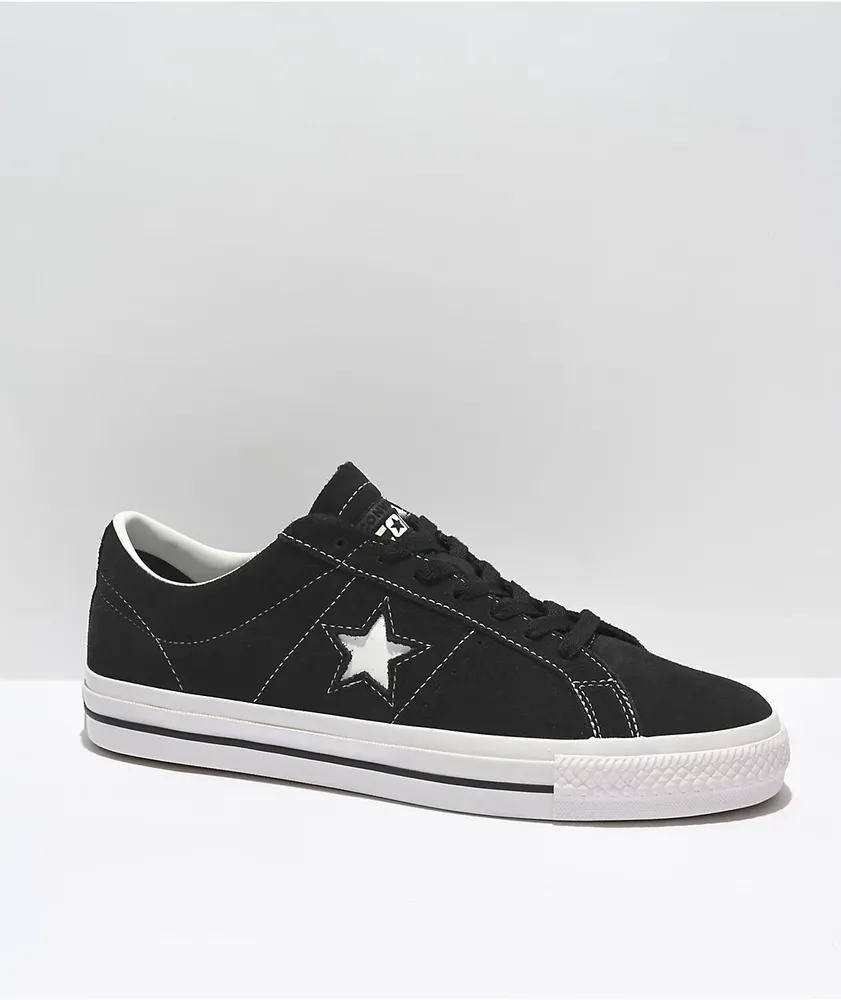 Converse One Star Pro Black & White Suede Skate Shoes