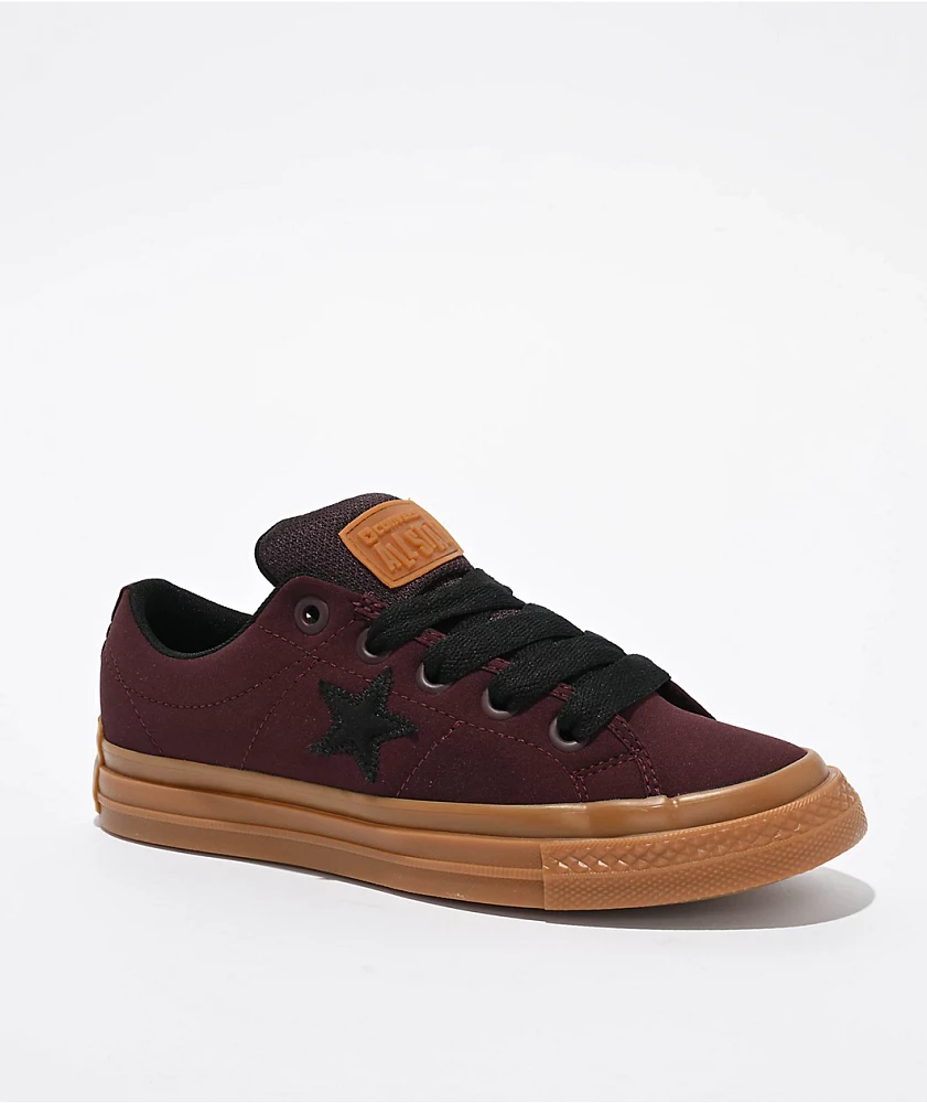 Converse One Star Puffed Bloodstone, Black, & Gum Skate Shoes