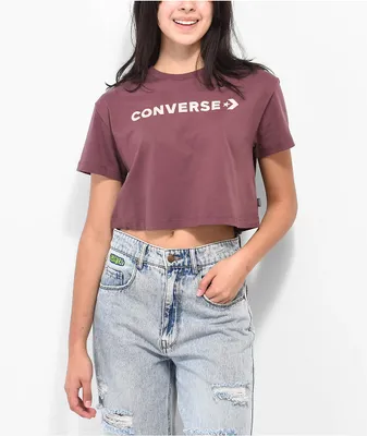 Converse Puff Logo Wine Crop T-Shirt