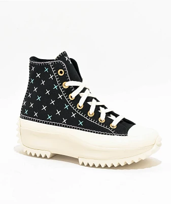 Converse Run Star Hike Platform Crafted Stitching Black High Top Shoes