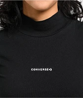 Converse Wordmark Black Mock Neck Crop T-Shirt