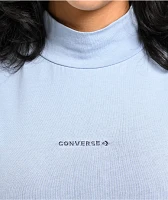 Converse Wordmark Blue Mock Neck Crop T-Shirt