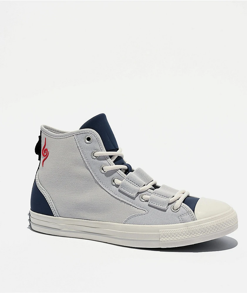Converse x Naruto Chuck Taylor All Star Kakashi Barely Grey & Dark Waters High Top Shoes