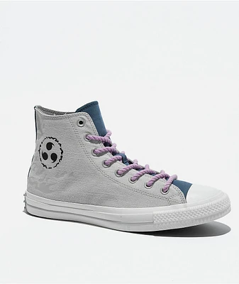 Converse x Naruto Chuck Taylor All Star Sasuke Fossilized, Vintage White & Purple High Top Shoes
