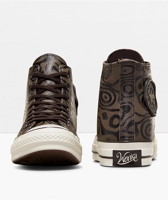 Converse x Wonka Chuck 70 Chocolate Swirl Leather Skate Shoes 