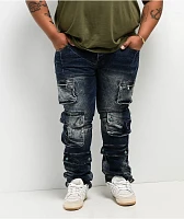 Cookies Core Modern Flare Distressed Blue Cargo Jeans