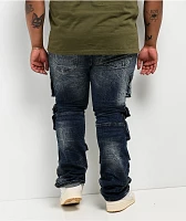 Cookies Core Modern Flare Distressed Blue Cargo Jeans