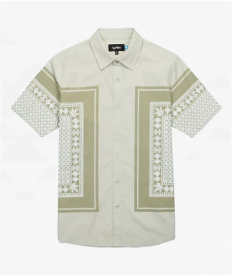 Cookies First Light Woven Sand Short Sleeve Button Up