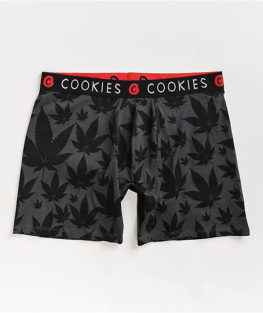 Cookies Leaf Print Black & Green Boxer Briefs