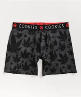 Cookies Leaf Print Black Boxer Briefs