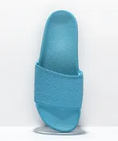Cookies Monogram Embossed Blue Slide Sandals