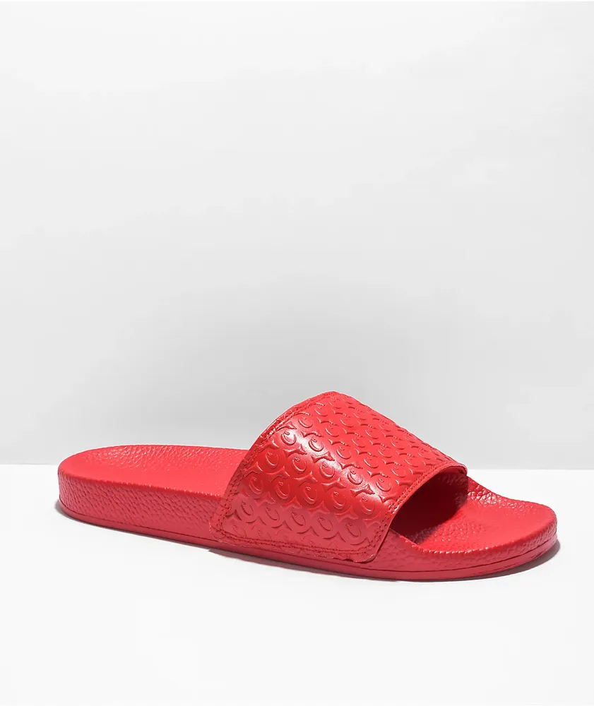 Cookies Monogram Embossed Red Slide Sandals