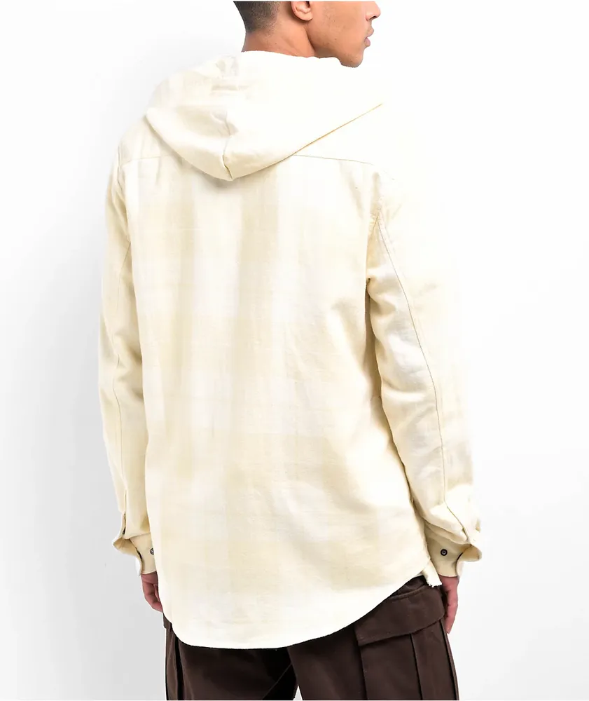 Cookies Park Ave Cream Hooded Long Sleeve Button Up Shirt