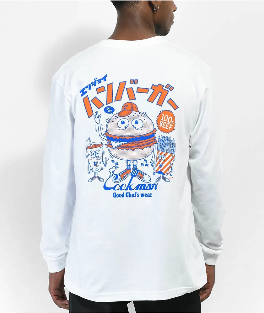 Cookman TM Paint Burger White Long Sleeve T-Shirt