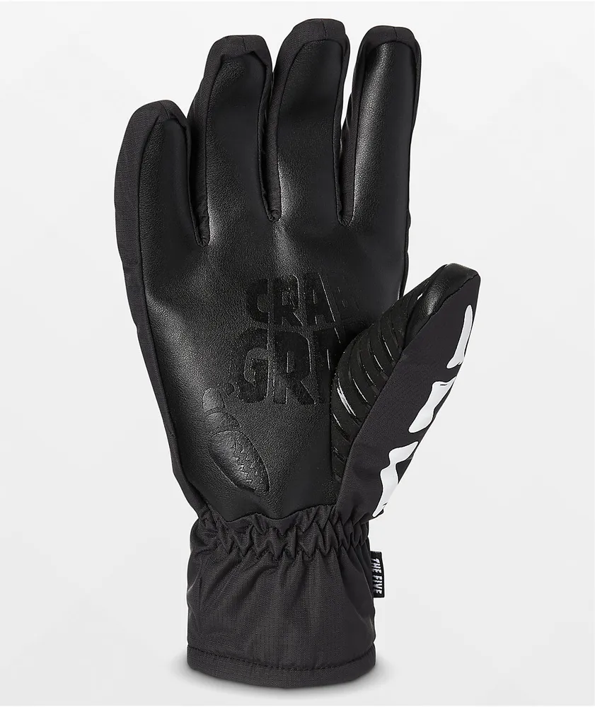 Crab Grab Five Bones 15K Black & White Snow Gloves