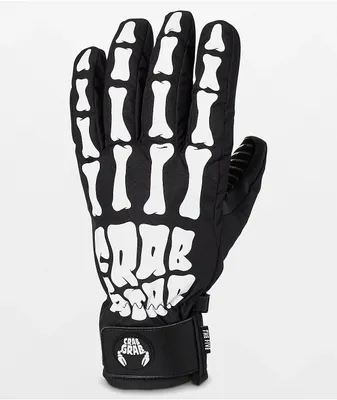 Crab Grab Five Bones 15K Black & White Snow Gloves