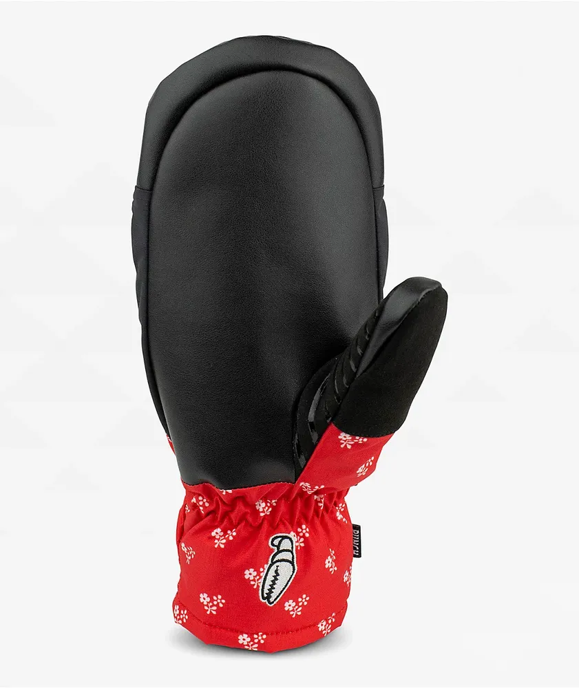 Crab Grab Punch Red Flowers 15K Snow Mittens